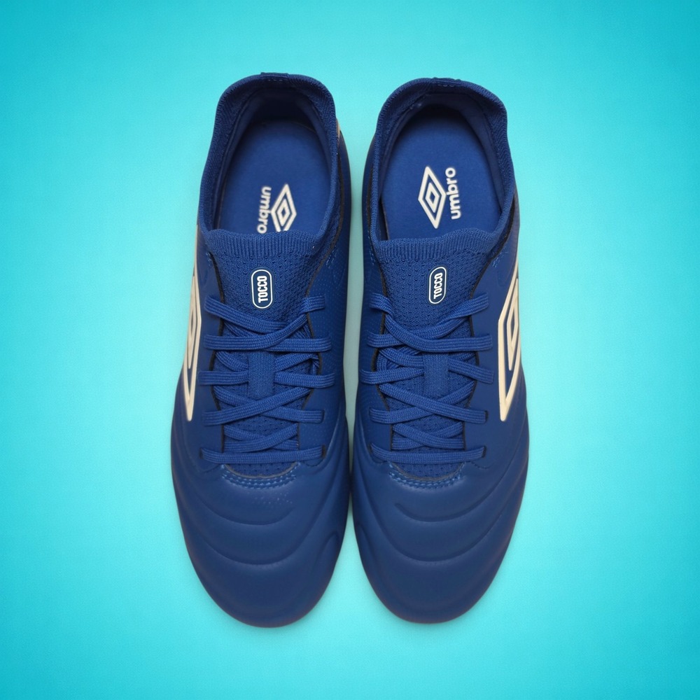 New Umbro Tocco V Premier FG Men's Blue & White Soccer Cleats, Size 7.5 - Picture 3 of 8